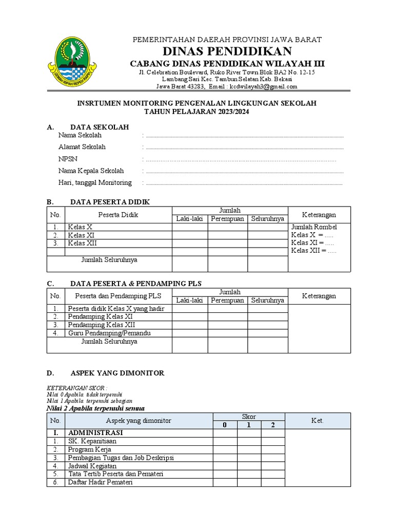 Instrumen Monitoring PLS CDP Wil 3 Tahun 2023 | PDF