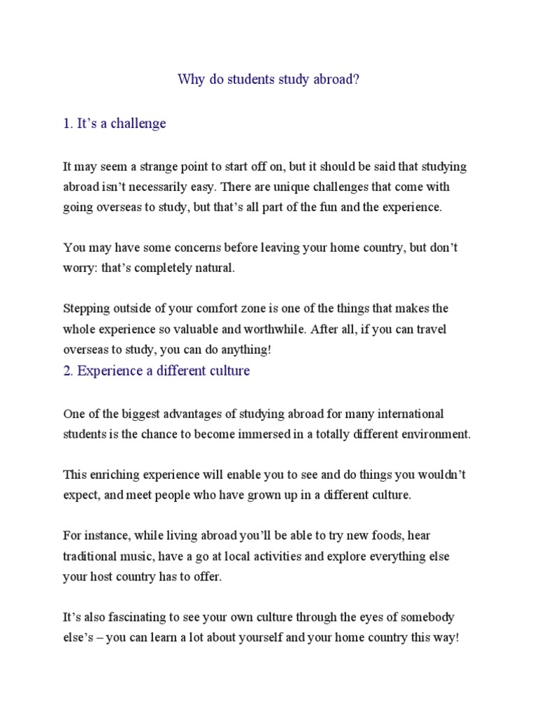 Why Do We Study Abroad Pdf International Student Cognition