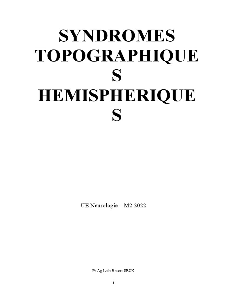 Syndromes Topographiques en Neurologie | PDF | Hallucination | Lobe ...