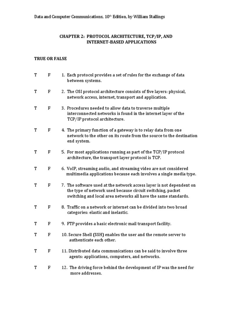 CH02 Testbank DCC10e | PDF | Computer Network | Internet Protocol Suite