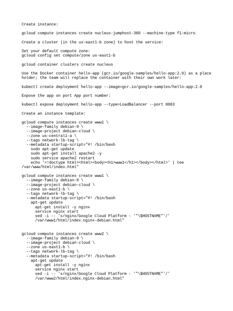 Google Cloud Instance & Cluster Setup | PDF | I Cloud | Internet Protocols