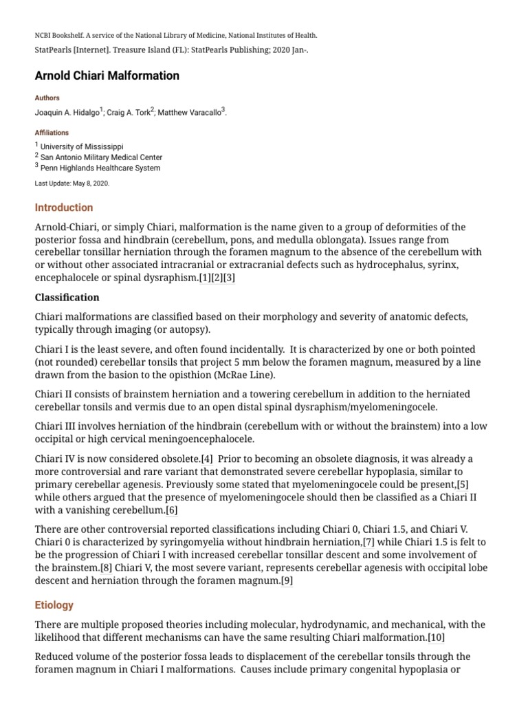 Arnold Chiari Malformation Overview | PDF | Medicine | Human Diseases ...
