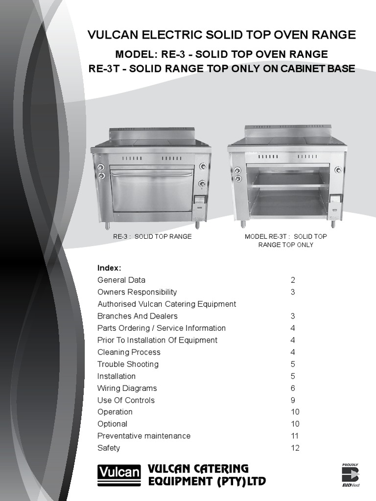 Vulcan Electric Range - R-E3 3 Solid Top Electrical Range With Oven ...