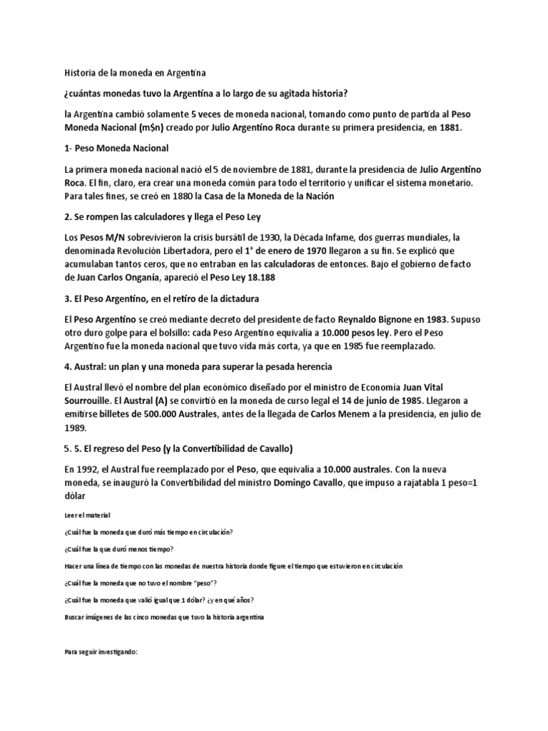 Historia de Las Monedas Argentinas | PDF | Monedas de las Américas ...