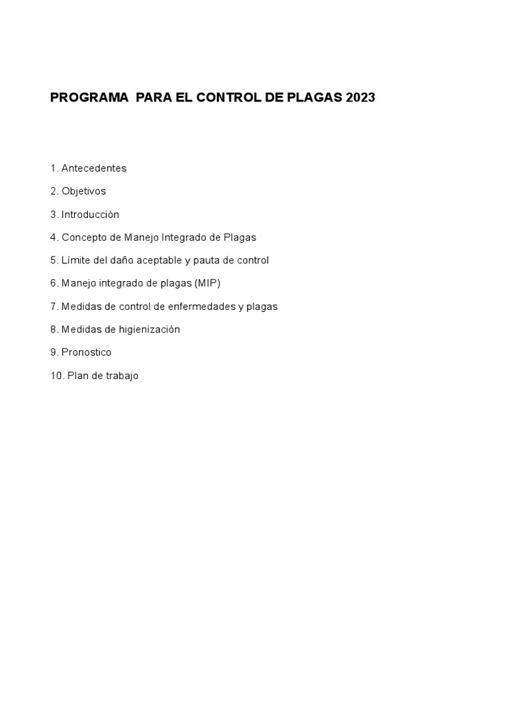 Programa de Control de Plagas 2023 | PDF | Plaga (organismo) | Pesticida