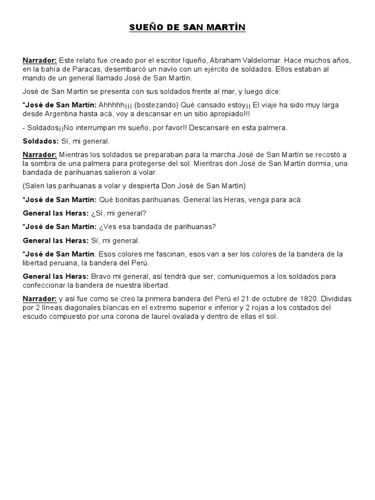 El sueño de San Martín y la independencia | PDF | Perú