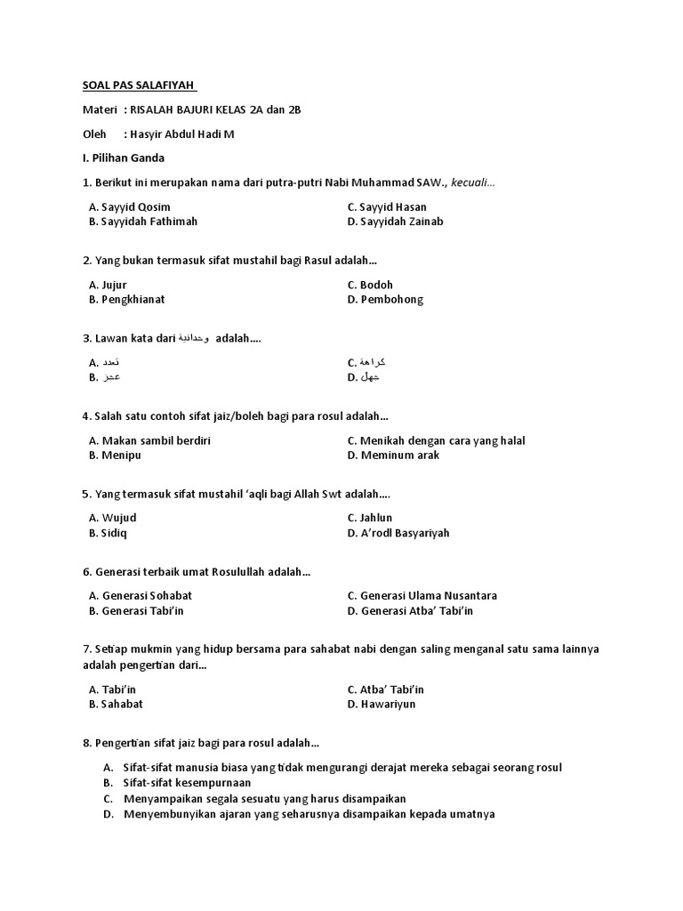 Contoh Soal Ujian Tijan | PDF