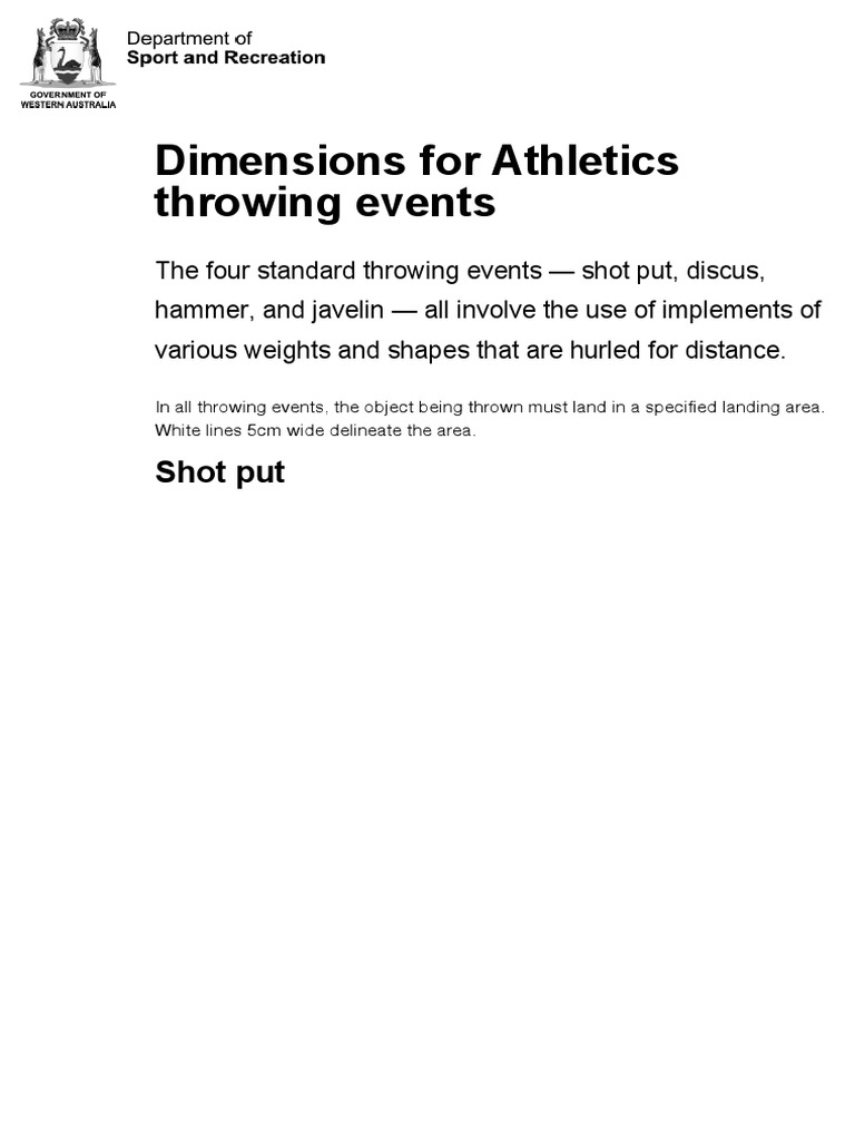 Dimensions for Athletics Throwing Events | PDF | Track And Field