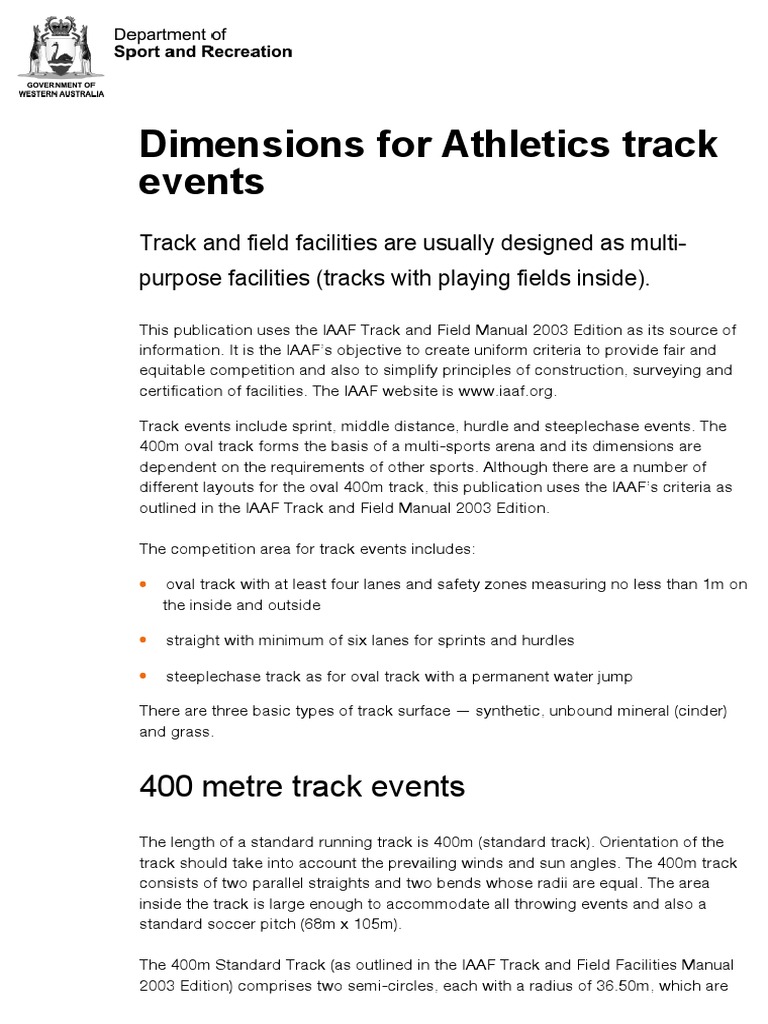 400m Track Dimensions and Events Guide | PDF | Track And Field | Sports
