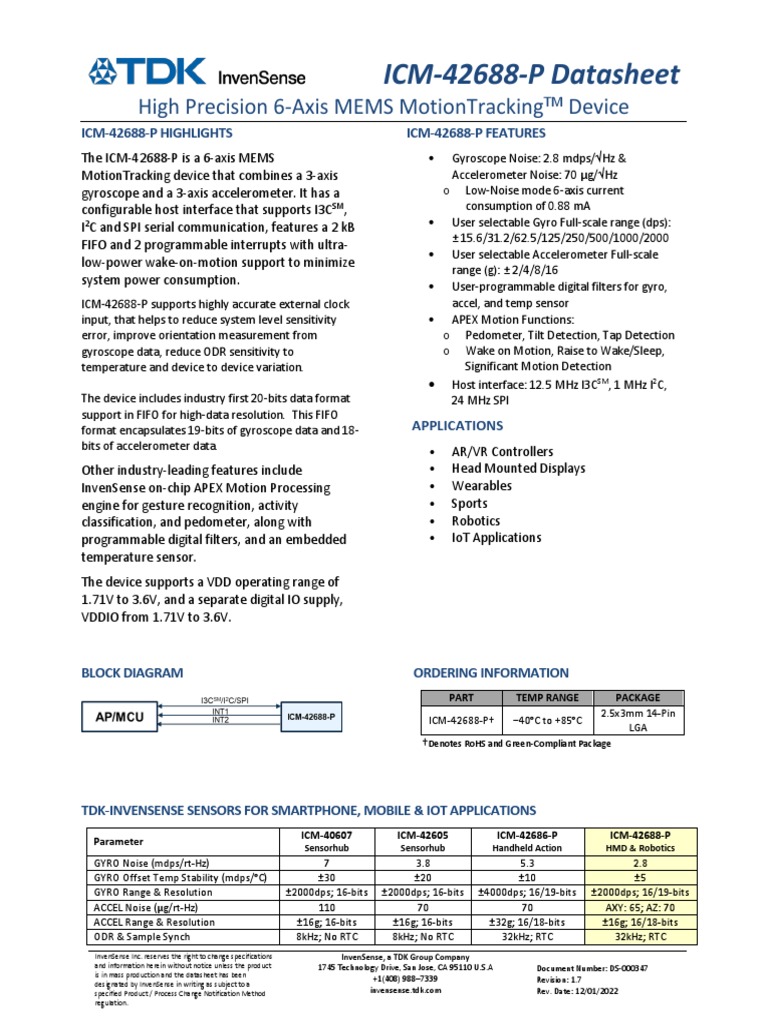 DeviceID Reset for ICM-42688-P | PDF | Accelerometer | Gyroscope
