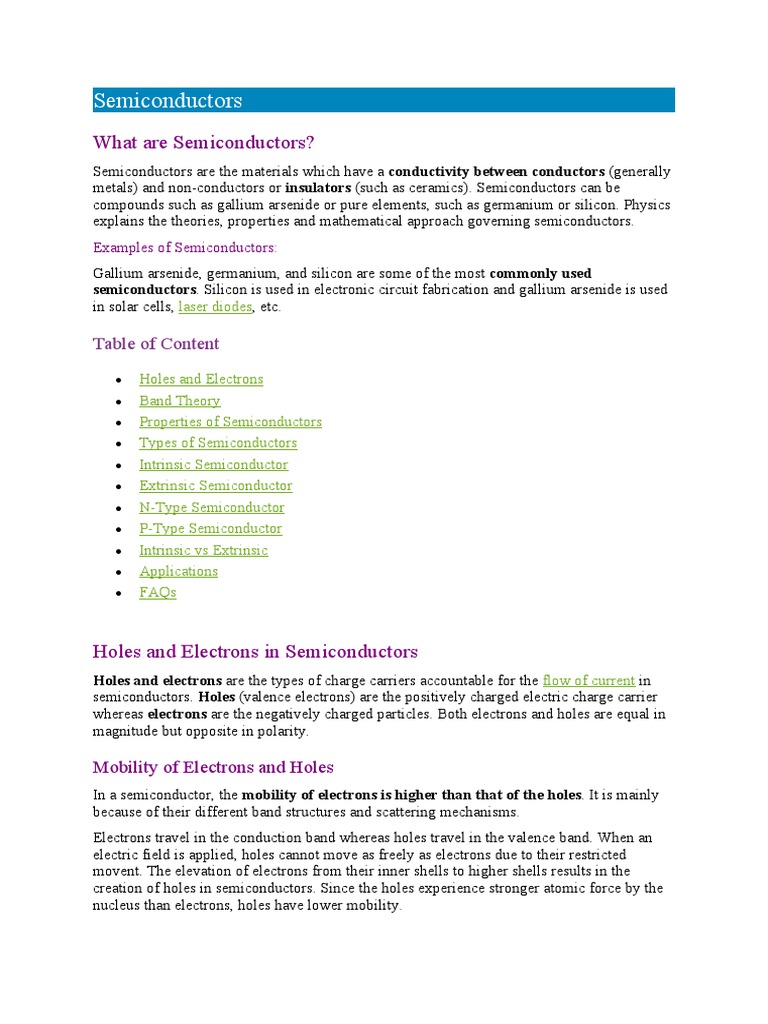Semiconductors Pdf Semiconductors Electrical Resistivity And