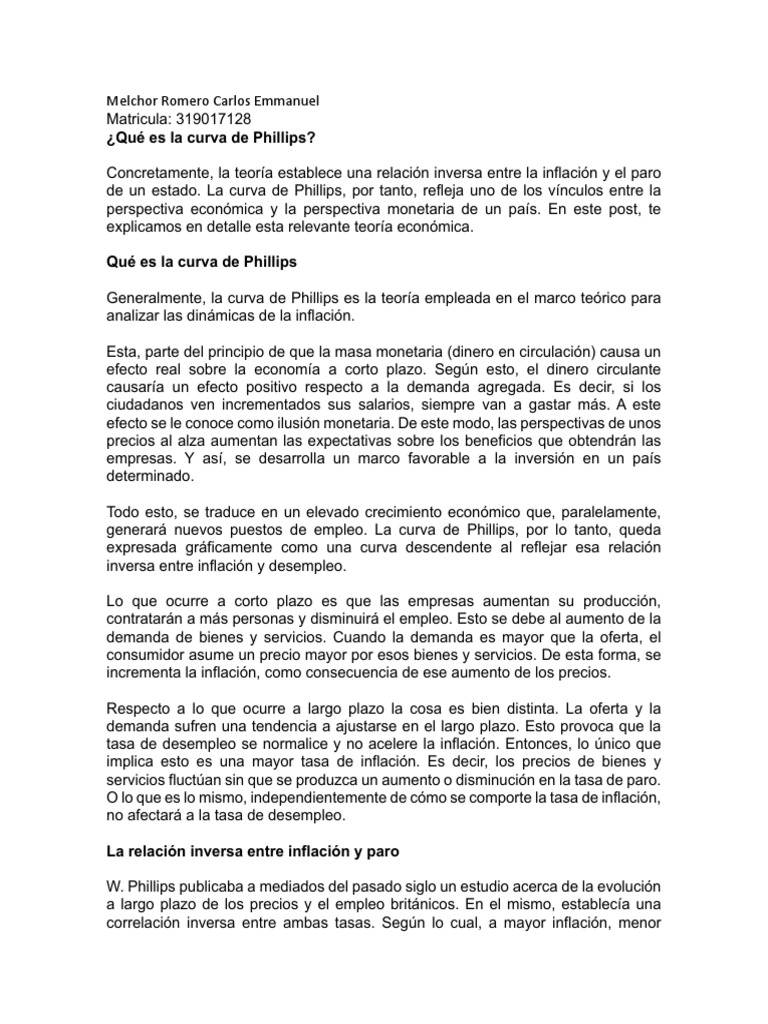 Curva de Phillips | PDF | Curva de Phillips | Inflación
