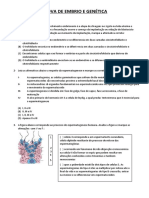 Exercício Embrio e Genetica