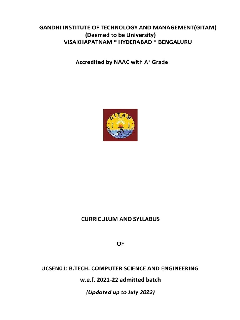 GITAM B.Tech Computer Science Curriculum | PDF | Engineering | Variable ...