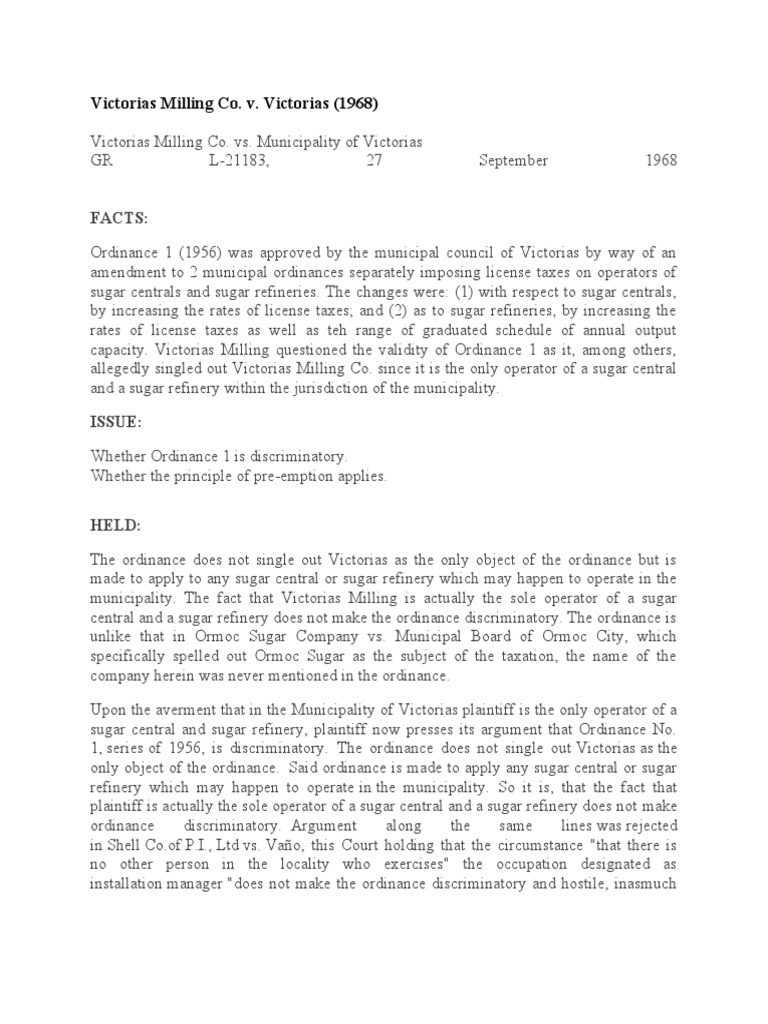 Victorias milling co pdf taxes law of the united states