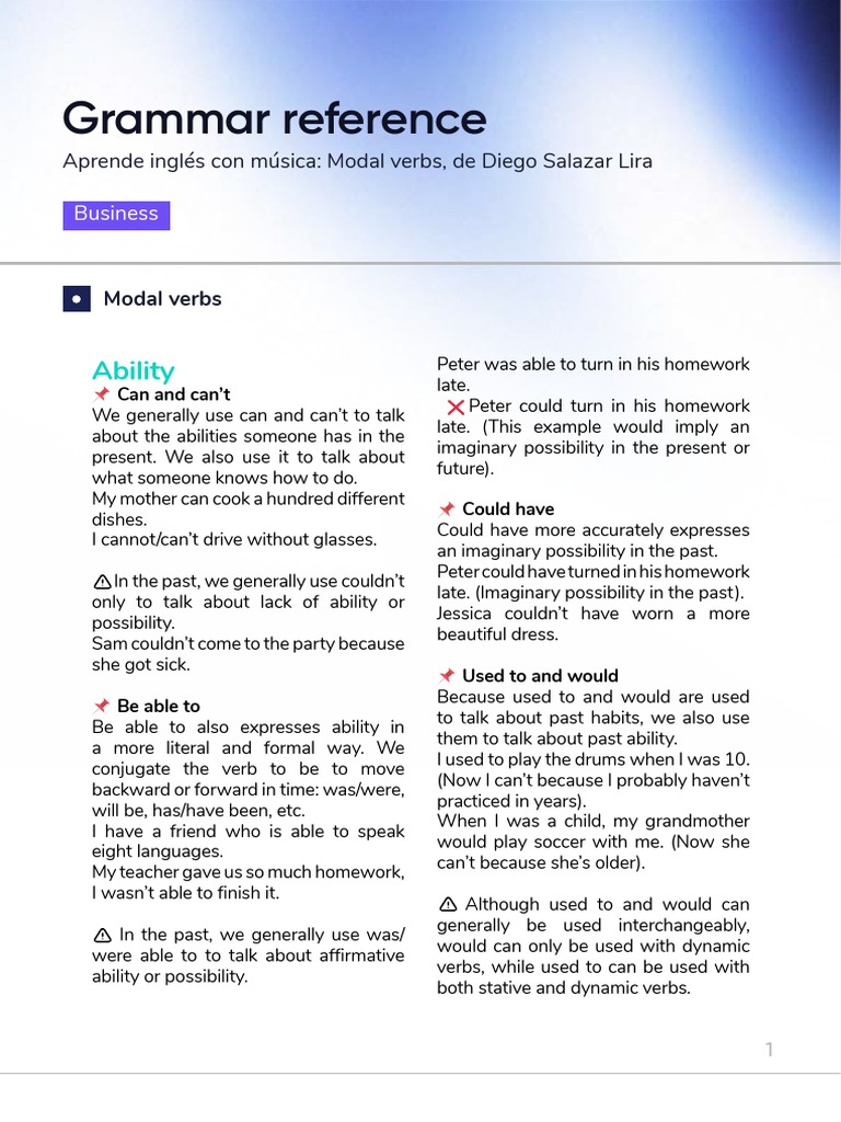 Modal Verbs in English Grammar Guide | PDF | Linguistics | Grammar