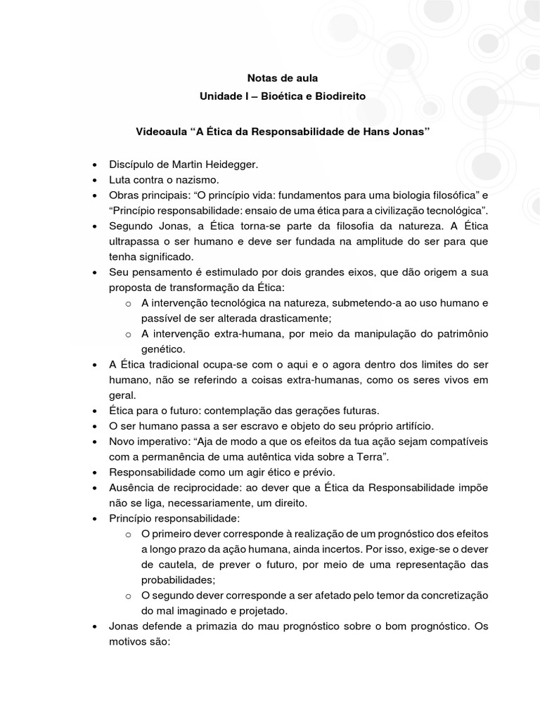 Ética da Responsabilidade de Hans Jonas | PDF | Humano | Liberdade