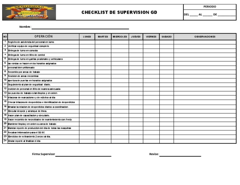 Checklist Supervisor | PDF