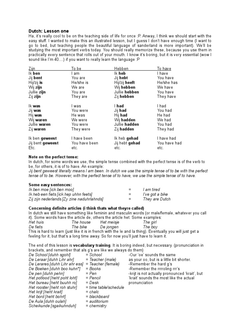 Essential Dutch Verbs and Vocabulary | PDF | Syntactic Relationships ...