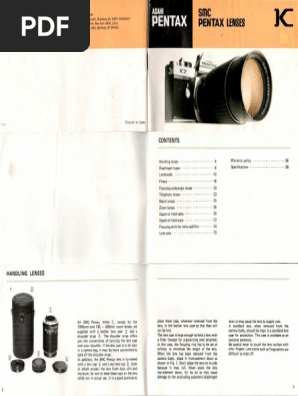 SMC Pentax Lenses K | PDF | Camera Lens | Aperture
