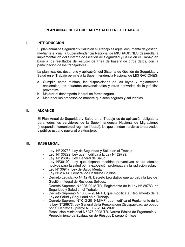 Plan Anual de Seguridad y Salud en El Trabajo 2021 | PDF | Seguridad y ...