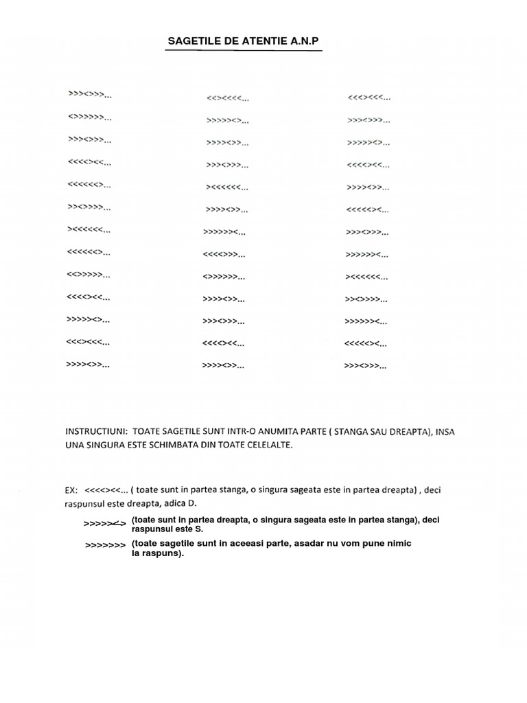 TEST SAGETI ATENTIE Exam Psihologic | PDF