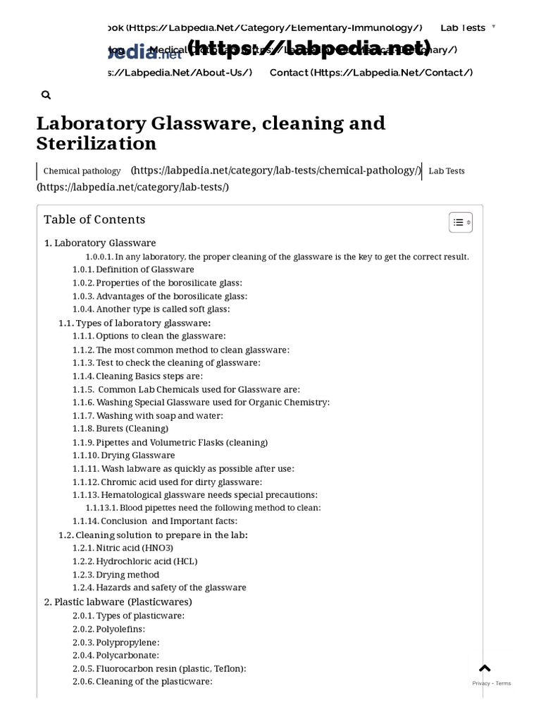 Laboratory Glassware, Cleaning and Sterilization PDF Sterilization