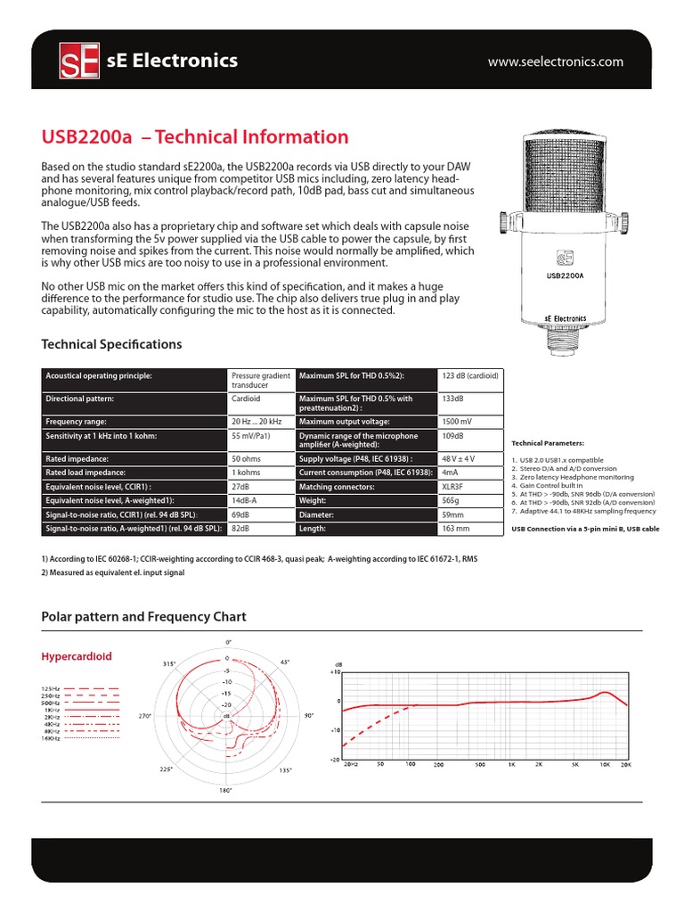 Usb 2200 A PDF Microphone Signal To Noise Ratio