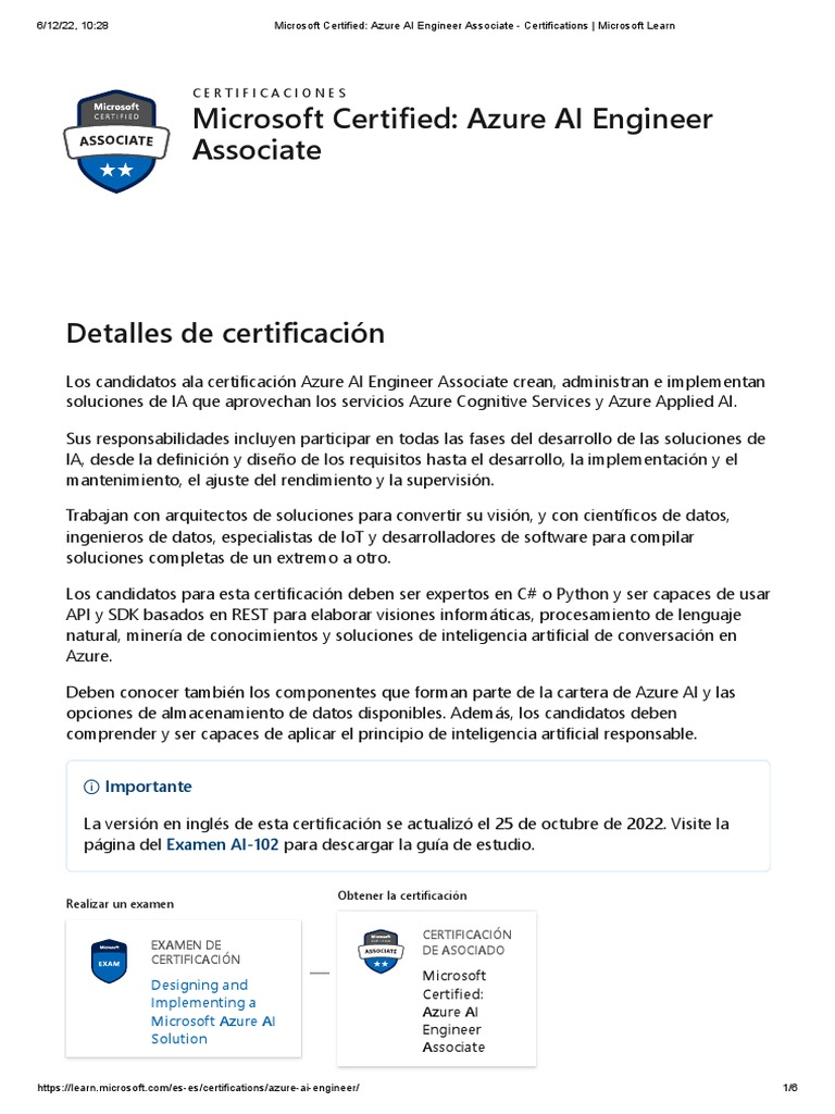 Certificación Azure AI Engineer Associate | PDF | Microsoft Azure ...