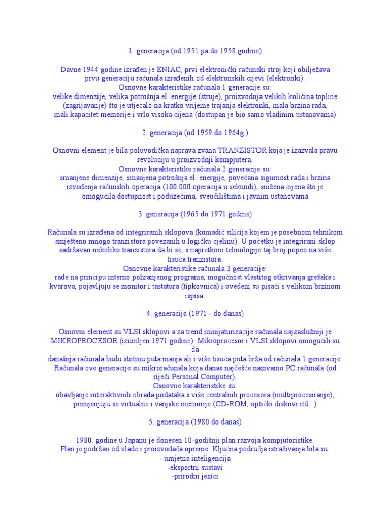 Generacije Racunala | PDF