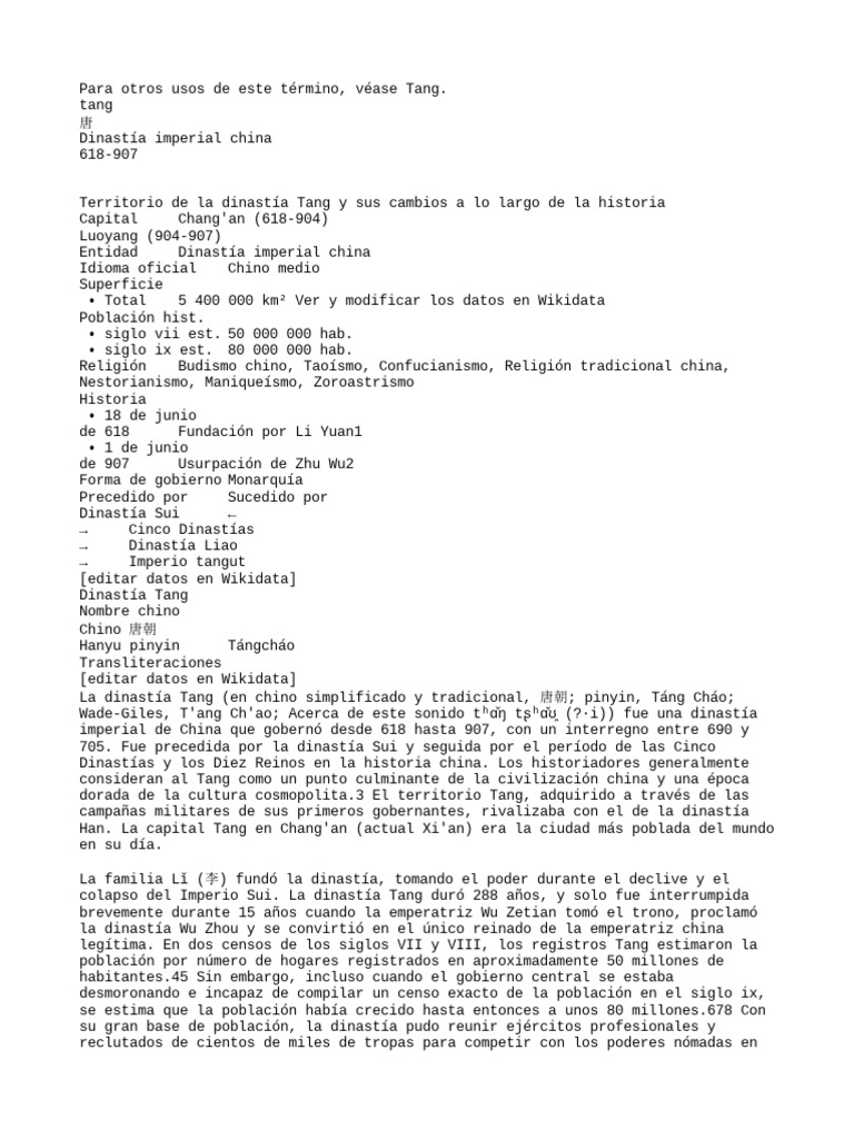 Dinastia Tang | PDF | dinastía Tang