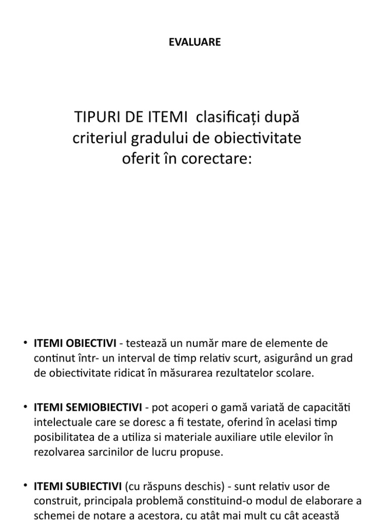 Prezentare Itemi | PDF