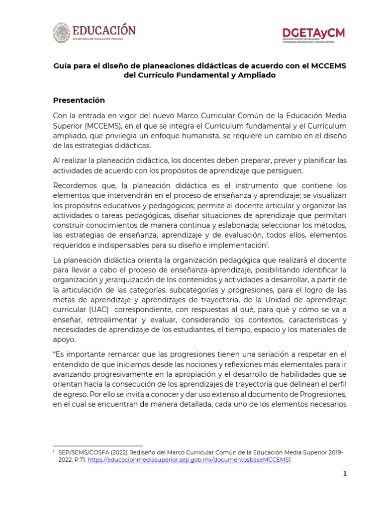 Diseño de Planeaciones Didácticas MCCEMS | PDF | Plan de estudios ...