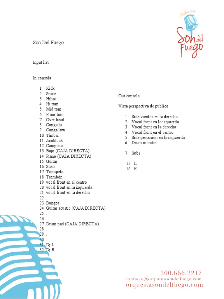 Input list son del fuego pdf
