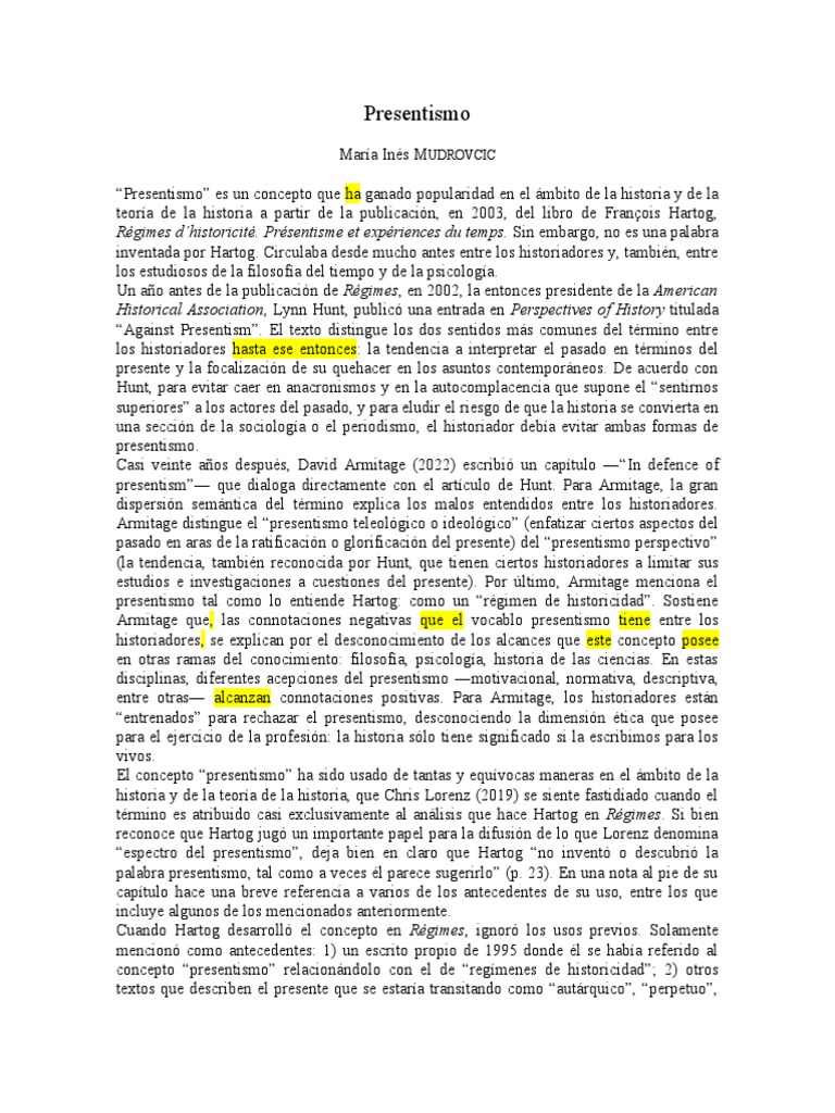 PRESENTISMO - Mudrovcic | PDF | Hora | Experiencia