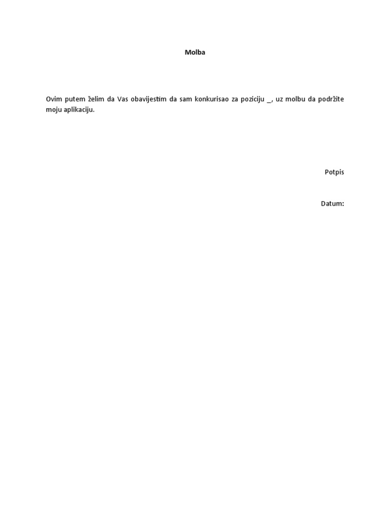 Primjer Molbe | PDF