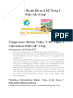 Rangkuman Materi Kelas 6 SD Tema 1 Selamatkan Makhluk Hidup