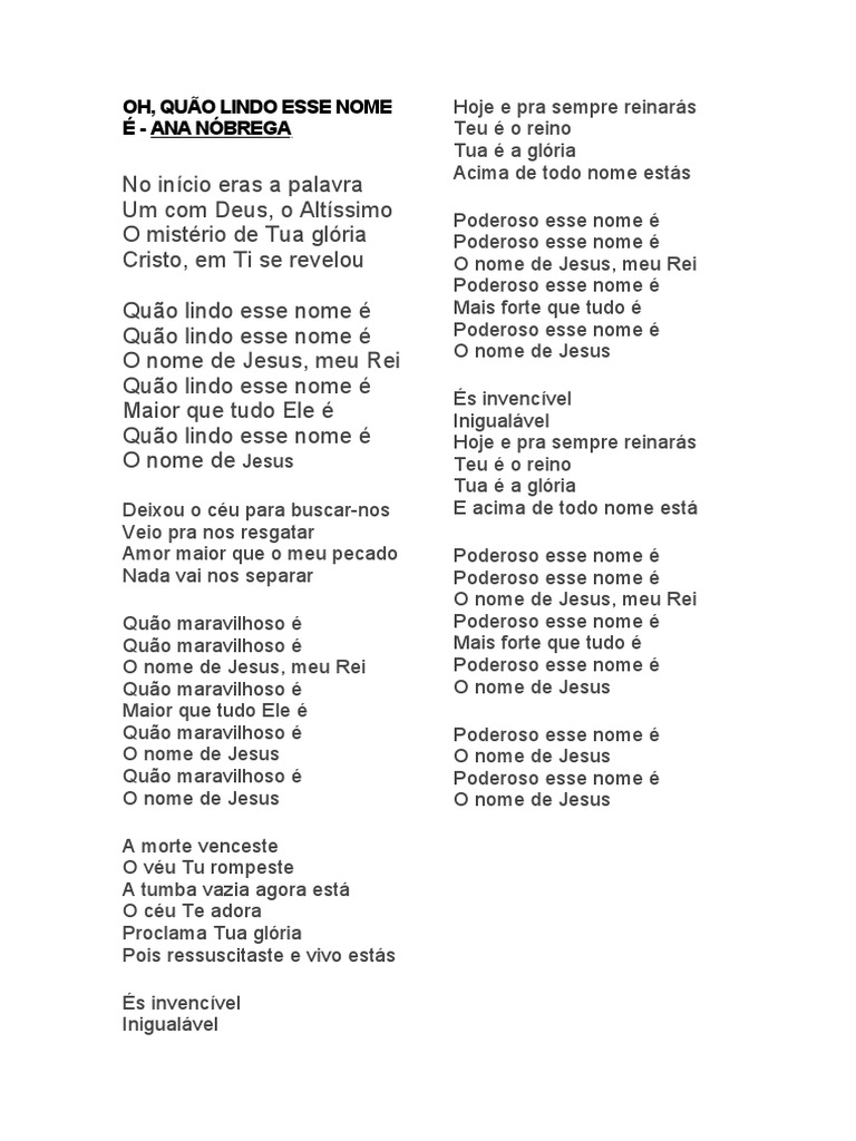 Oh Quao Lindo Esse Nome e | PDF