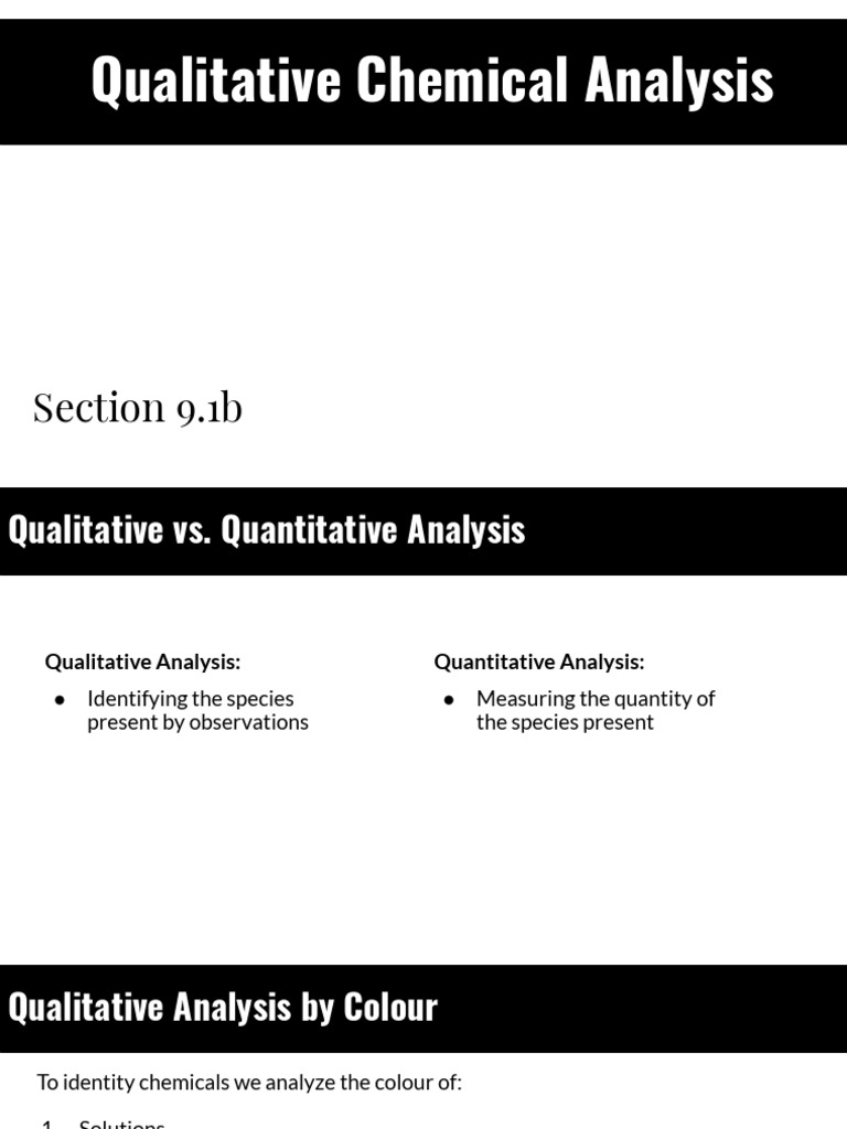 9.1b Qualitative Chemical Analysis PDF Precipitation (Chemistry) Ion