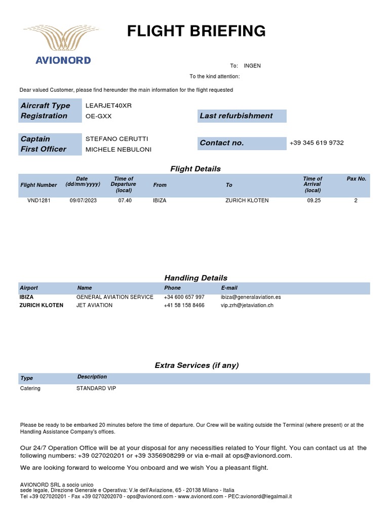 Ibiza to Zurich Flight Briefing | PDF | Aviation Safety | Airliner
