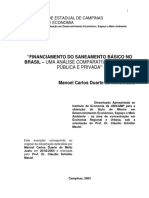 JUSTO. Financiamento Do Saneamento Báisco No Brasil - Uma Análise Comparativa Da Gestão Pública e Privada