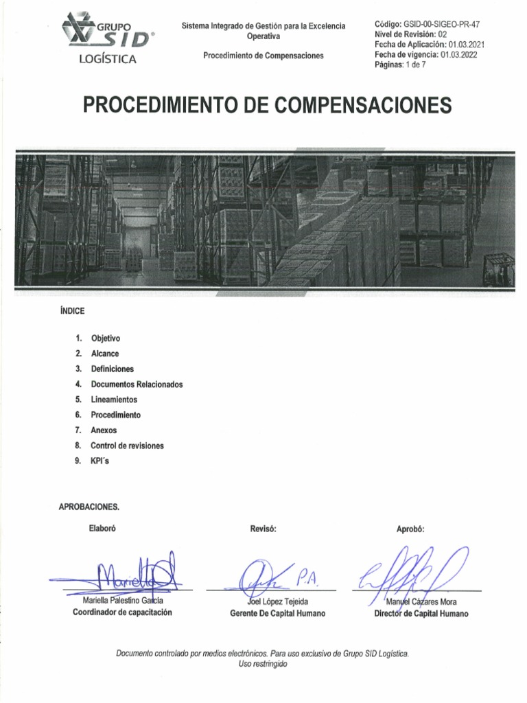 GSID-00-SIGEO-PR-47 Procedimiento de Compensaciones | PDF