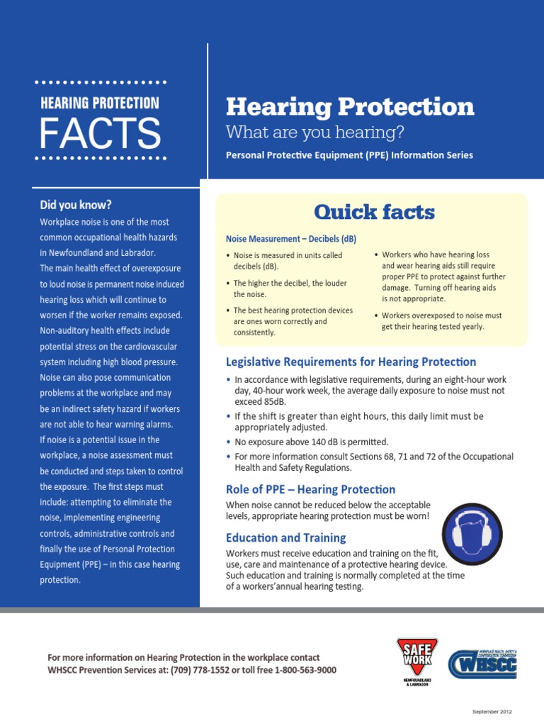 PPE Hearing Protection PDF Noise Personal Protective Equipment