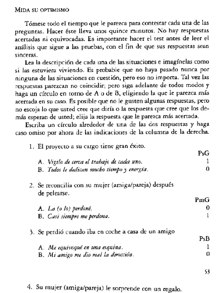 Test Optimismo | PDF
