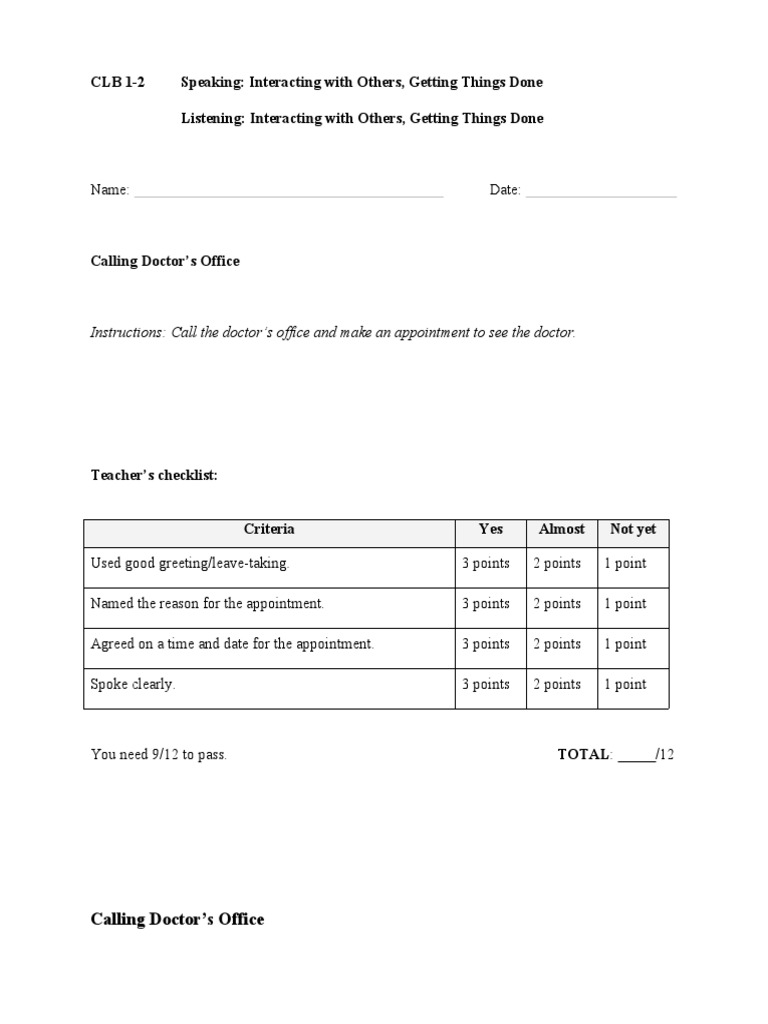 Calling The Doctor's Office | PDF | Lifestyle