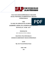 Tesis Nivel Liderazgo Directivos Desempeño Laboral Municipalidad Distrital Pocollay Tacna