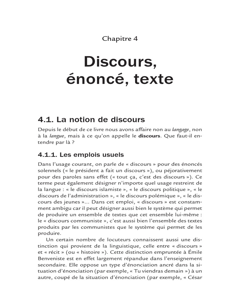Définition et enjeux du discours | PDF | Discours (linguistique) | la ...
