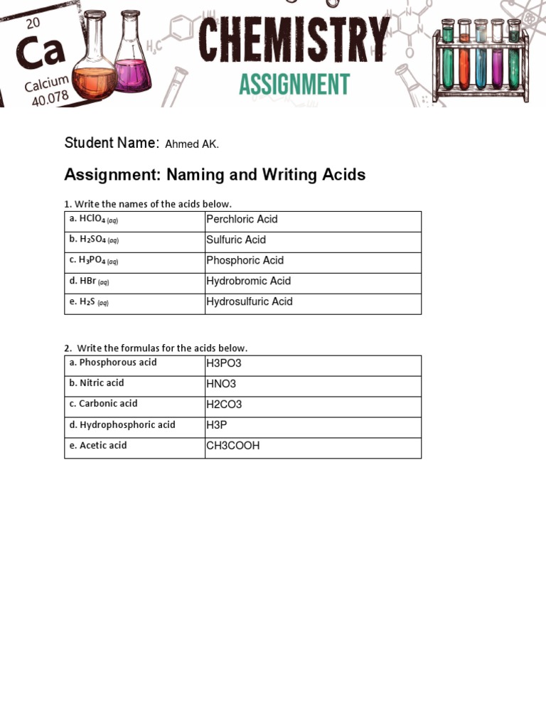 Naming and Formulas of Acids | PDF