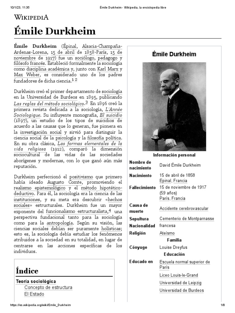 Biografía de Émile Durkheim | PDF | Emile Durkheim