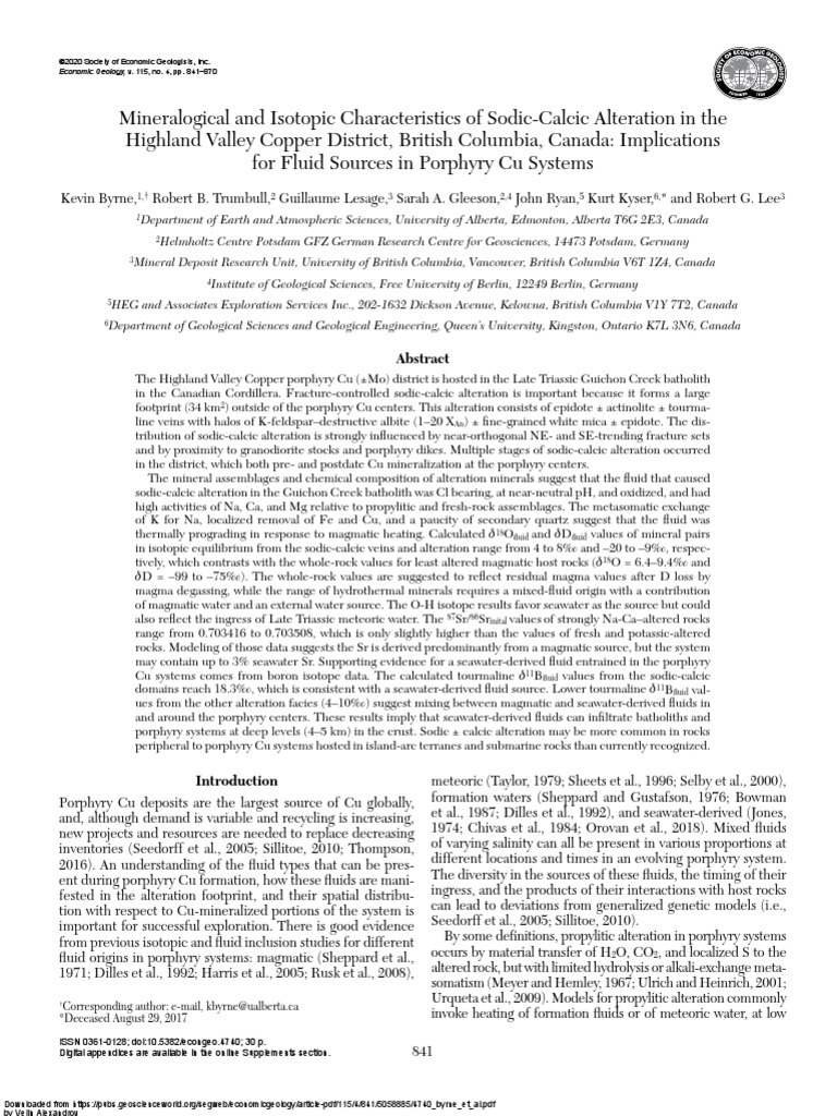 Byrne, 2020. Mineralogical and Isotopic Characteristics of Sodic-Calcic ...